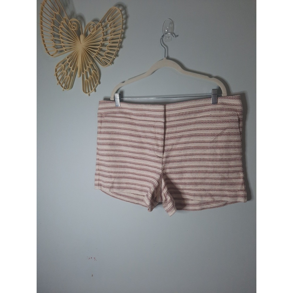 Loft Womens Red White Striped Textured Tweed Shorts Metallic Gold Accents Sz 14